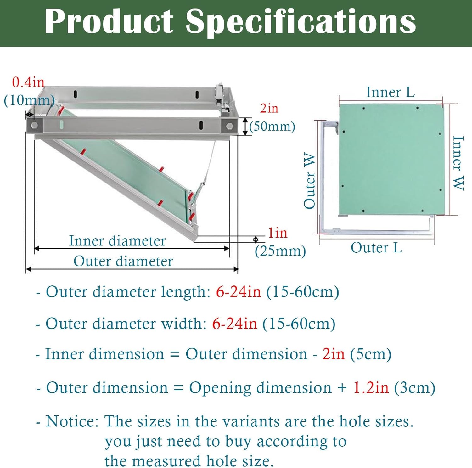 Access Panel for Drywall, Paintable Ceiling Access Panel for Electrical Box/Hospital/Office Building, Pop Out Inspection Board Service Doors, Easy to Install(14 x 14in/35 x 35cm)