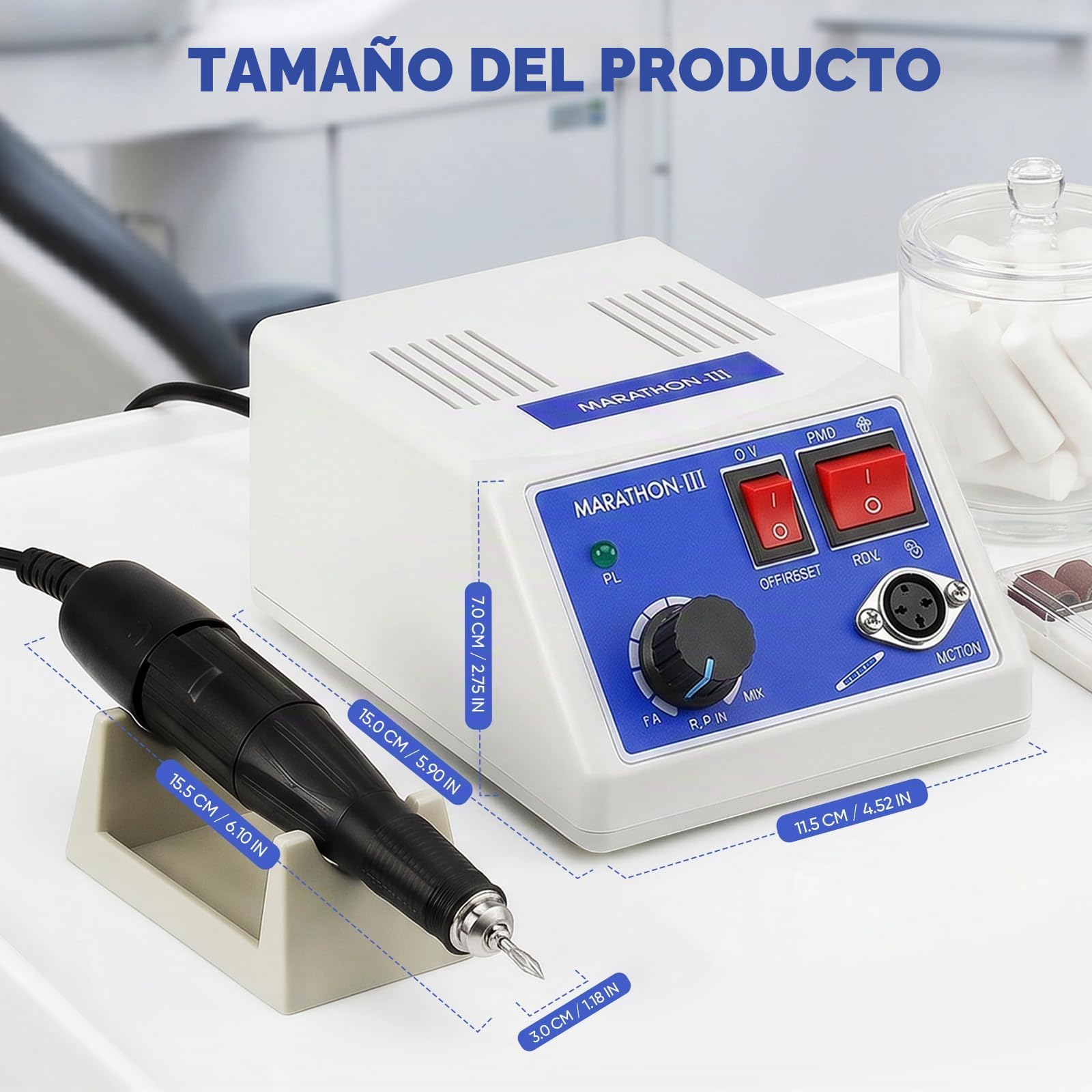 Dispositivo Pulido Micromotor, Pulido Eléctrico Micromotor 0-35000rpm Tamaño Taladro 2,35Mm Máquina Pulidora Eléctrica Para Joyería Laboratorio Cerámica Silicona Vidrio Trabajo Tallado Dientes Dental