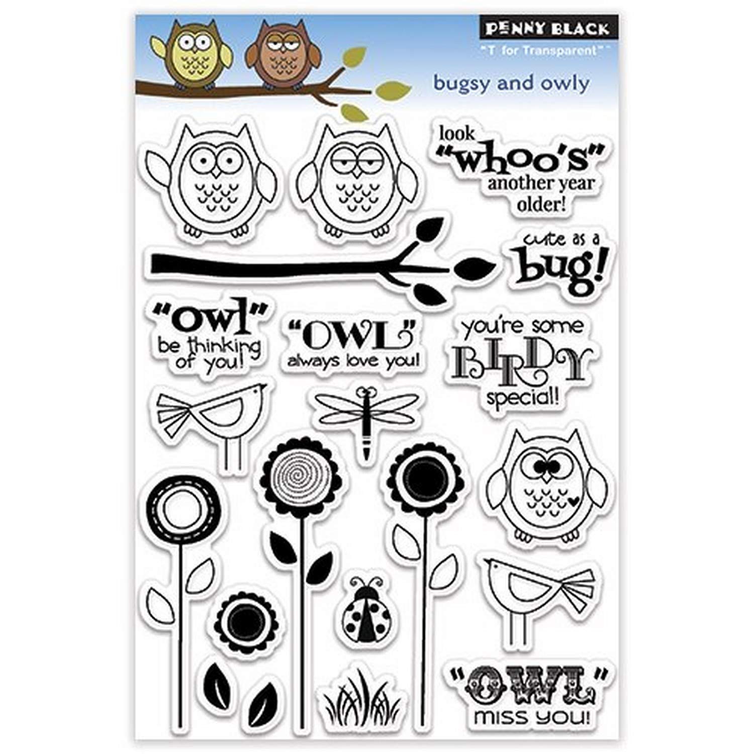 Penny Black Decorative Rubber Stamps, Bugsy and Owly