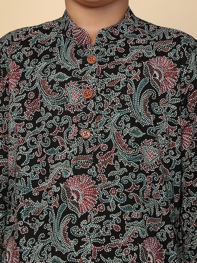 Image of KISAH Kids' Kurta Set - Printed Cotton Blend - Traditional Indian Ethnic Wear for Men - Ideal for Weddings and Festivals