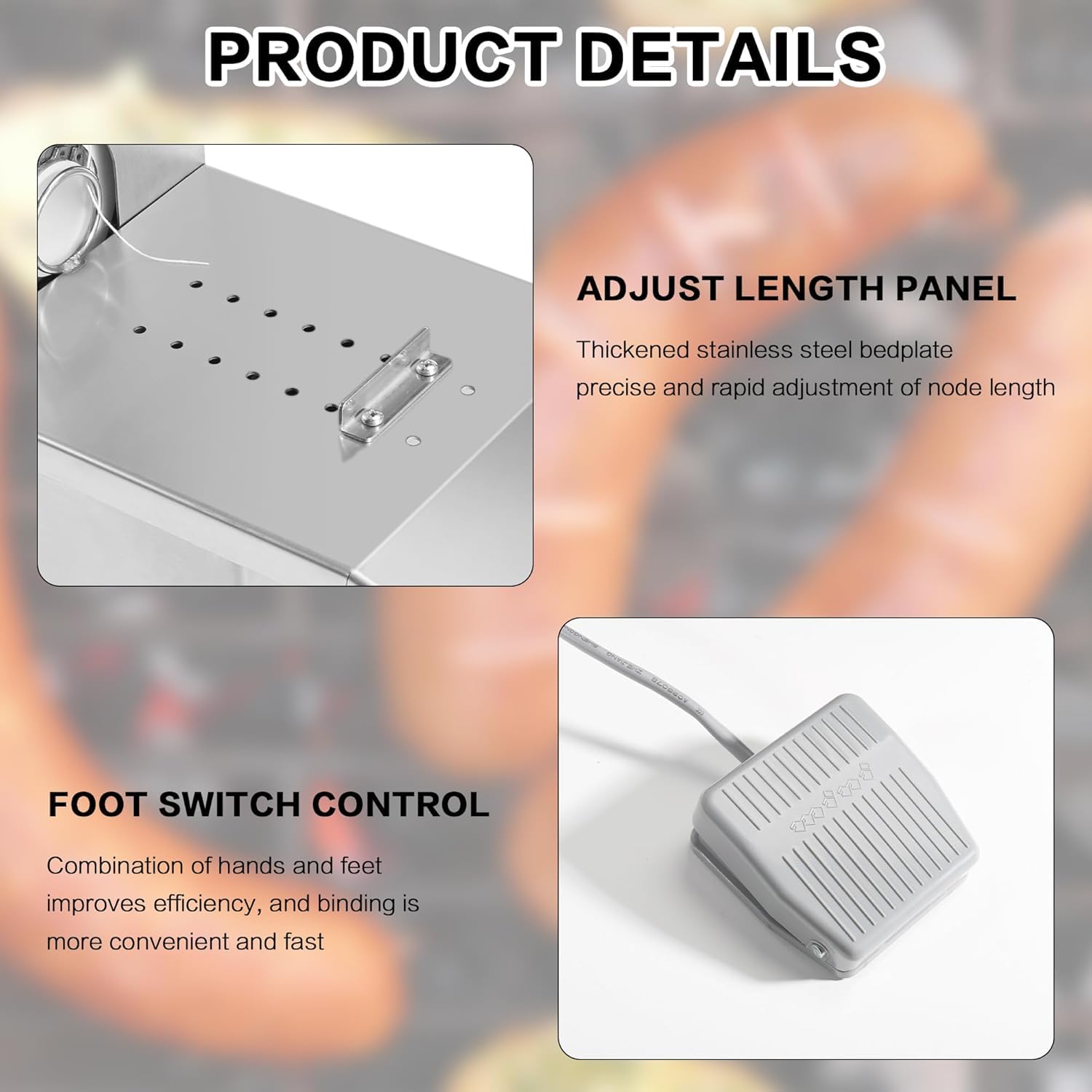 Équipement Pro Pour Attacher Saucisses︱200W Machine Automatique à Nouer Les Saucisses︱Machine à Nouer Les Saucisses Électriques En Acier Inoxydable︱2 Modes︱Usage Commercial/Restaurant Et Domestique