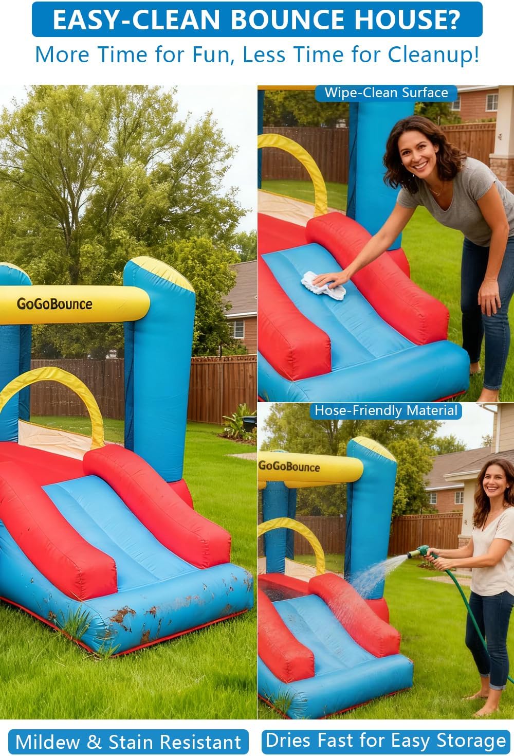 Easy Setup Inflatable Bounce House with Slide for Toddlers and Big Kids - Includes Blower, Durable Oxford Fabric, Indoor/Outdoor Use for Parties (Ages 1.5-12)