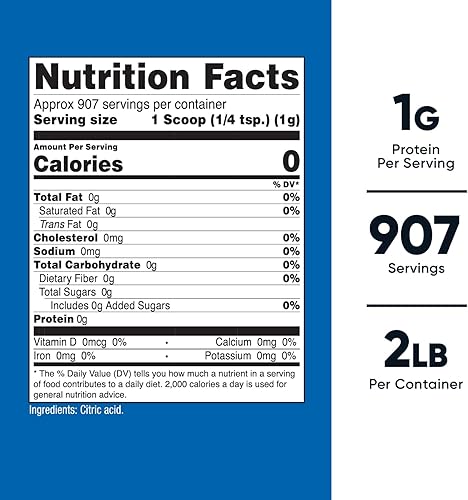 Miniatura 2 de Nutricost Polvo de ácido cítrico (2 libras) - Sin OMG, sin gluten