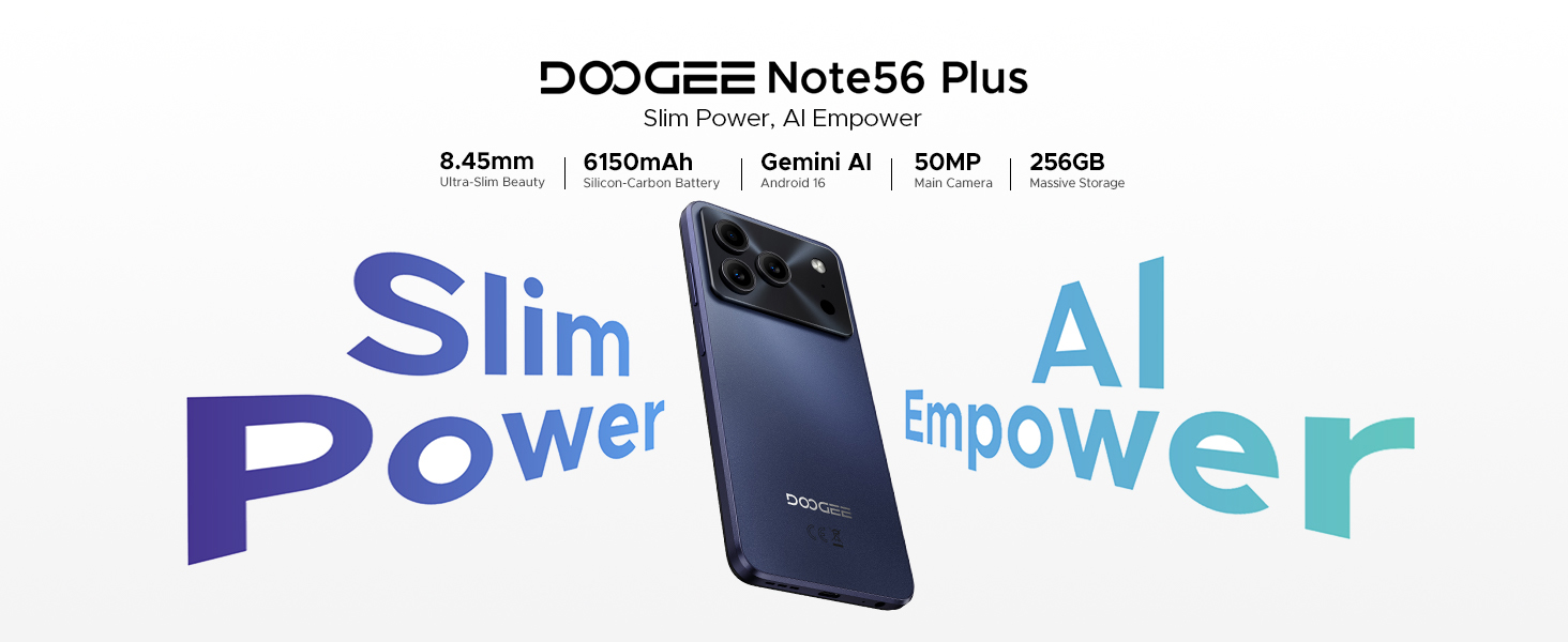 DOOGEE Note 56 Plus Android 16 Phone, 48GB+256GB/2TB Unlocked Cell