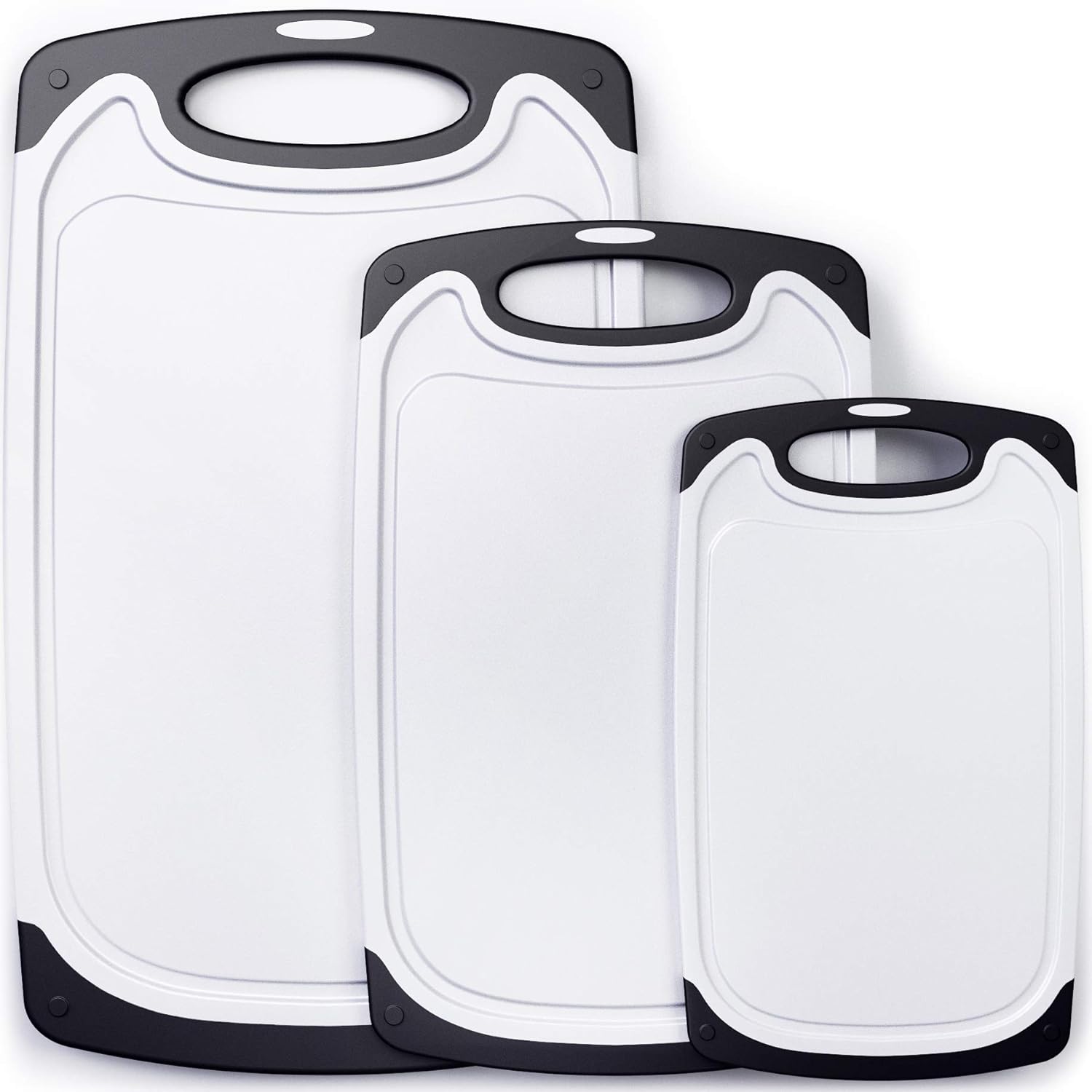 Tribal Cooking Cutting Board Set - 3 Kitchen Chopping Boards, Small to Large, Non-Porous Plastic, Dishwasher Safe, Non Slip with Juice Grooves and Handles - Clean, Durable, Heat Resistant Tribal Cooking Cutting Board Set - 3 Kitchen Chopping Boards, Small to Large, Non-Porous Plastic, Dishwasher Safe, Non Slip with Juice Grooves and Handles - Clean, Durable, Heat Resistant