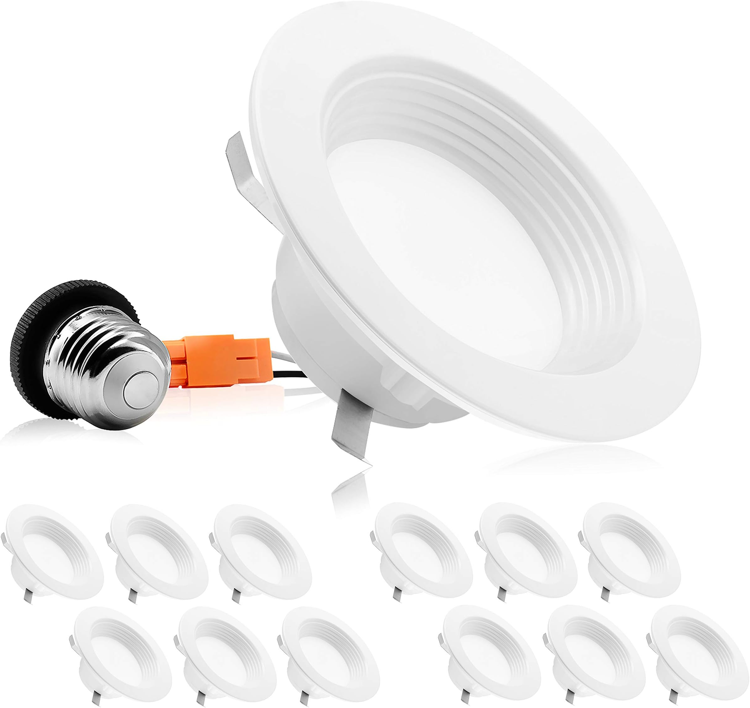 PARMIDA (12 Pack) 4 inch Dimmable LED Recessed Lighting, Retrofit Downlight, 9W (65W Replacement), 600lm, Baffle Trim, Ceiling Can Lights, Energy Star & ETL-Listed, 5 Year Warranty, 2700K