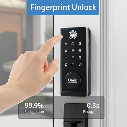 Miniatura 3 de Cerradura de puerta inteligente de huellas dactilares con mango resistente, cerradura de puerta de entrada sin llave, cerraduras electrónicas de