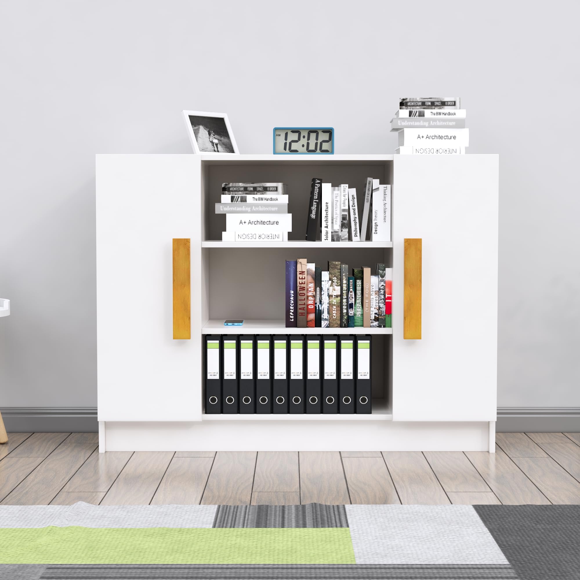 Bniture Book Shelf for Home - Engineered Wood Bookshelf for Home Decor, Display Cabinet for Books, Kitchen Storage (Frosty White)-image-37