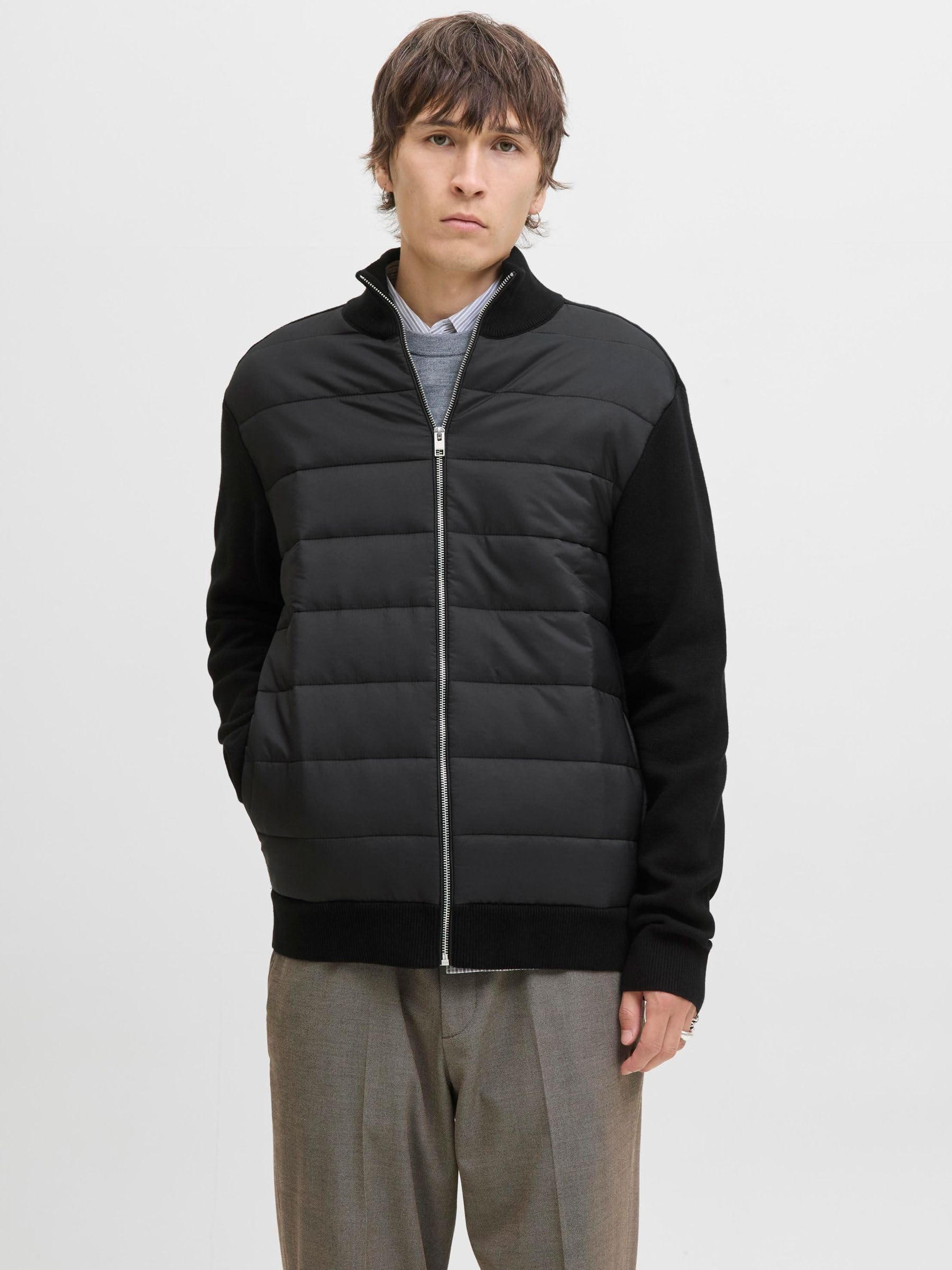 JACK & JONES Jjeperfect Knit Hybrid Cardigan Sn, czarny, XL