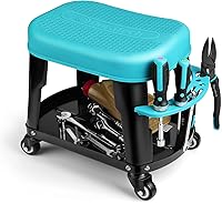 Vista 1 de DURATECH Taburete mecánico rodante, taburetes de taller con ruedas giratorias de 2 pulgadas, asiento deslizante de garaje resistente con bandeja