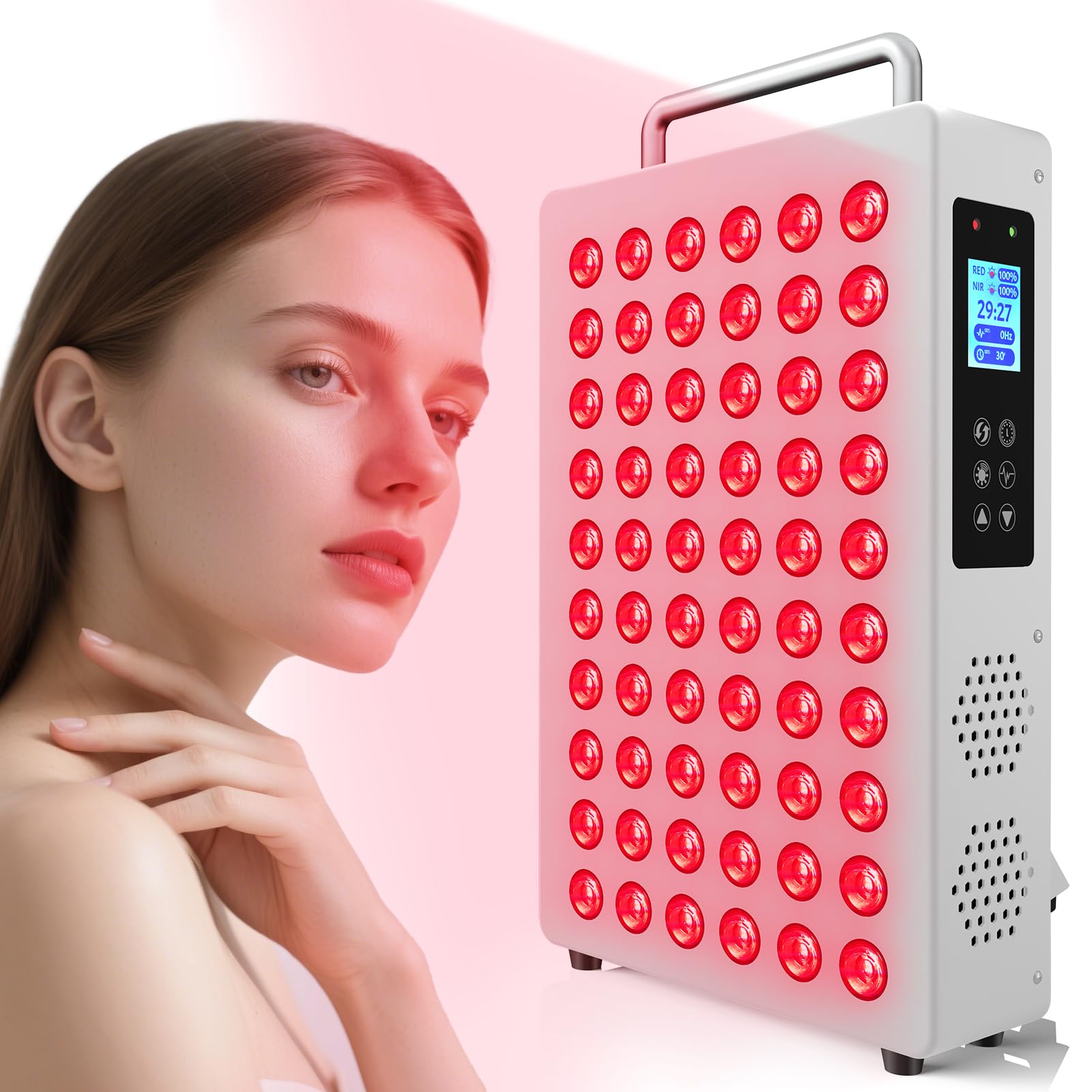 Photo 1 of Red Light Therapy Panel, with 660nm & 850nm Near-Infrared Light – 300W High-Power Red Light Panel for Face & Body, Supports Skin Care, Pain Relief, and Skin Health (White)