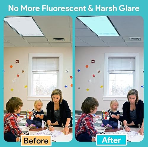 Miniatura 2 de Cubiertas de luz fluorescente para luces de techo, filtros que reducen el parpadeo y el deslumbramiento para luces de techo, cubiertas de luz