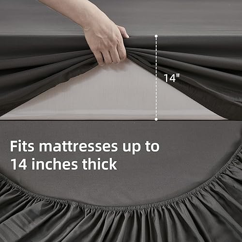 Miniatura 4 de Dinjoy - Juego de edredón Queen de color gris oscuro boho, suave juego de 7 piezas en una bolsa tamaño Queen, juegos de cama negros con edredones