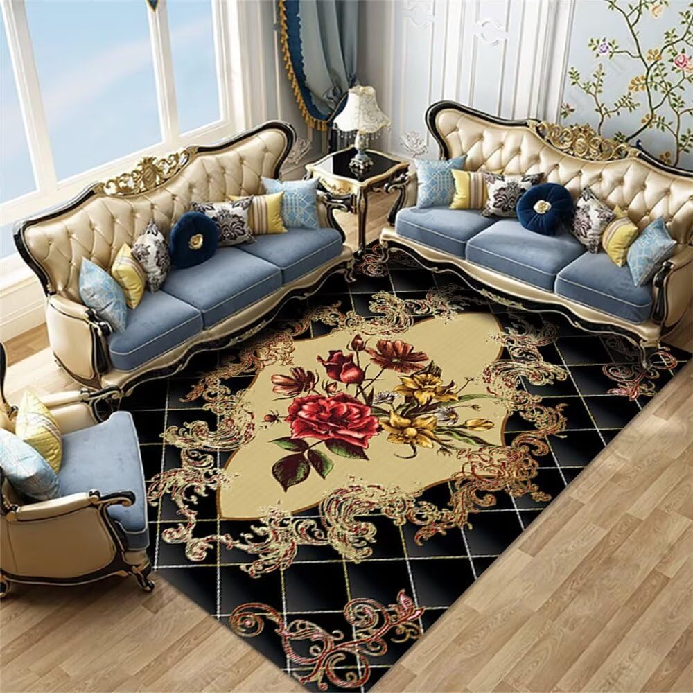 Tapis d'éveil grand format 120X160CM motif floral rouge pour chambre enfant