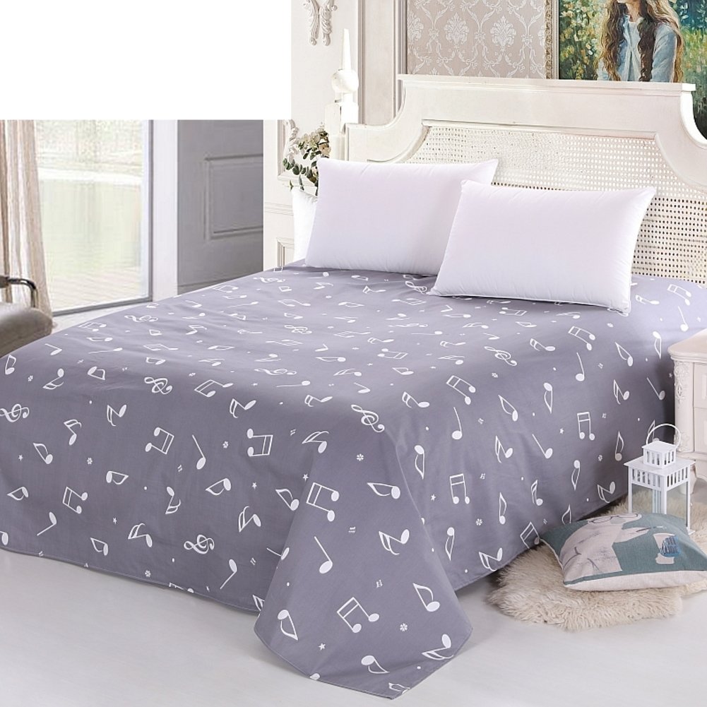 Draps en coton à motifs de feuilles de plantes pour lit double Queen 250x230cm