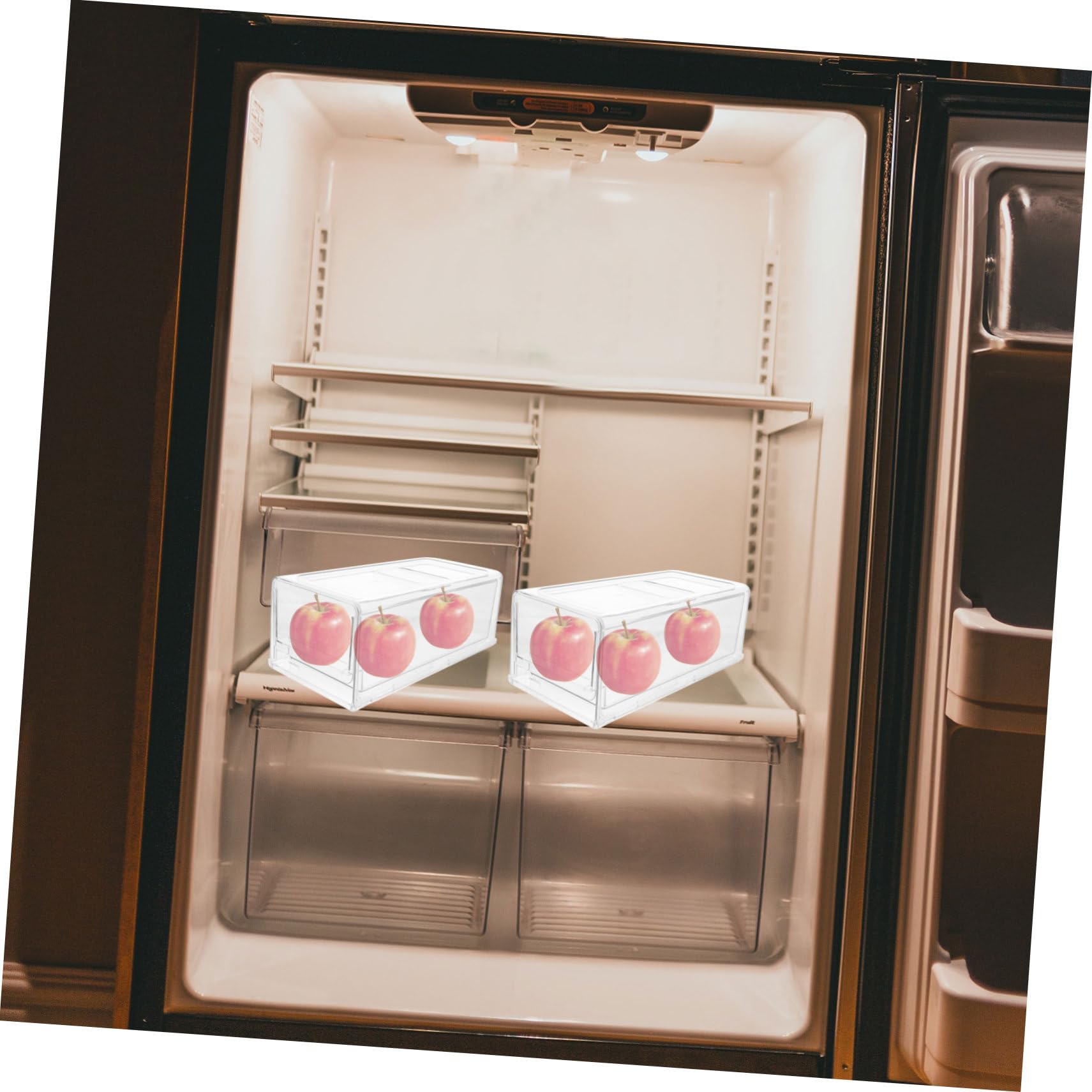 POPETPOP Organizer Per Frigorifero Trasparente Contenitore Per Alimenti Con Cassetto Estraibile Scatola Di Stoccaggio Per Frutta e Verdura Organizer Impilabile Per Cucina e Congelatore