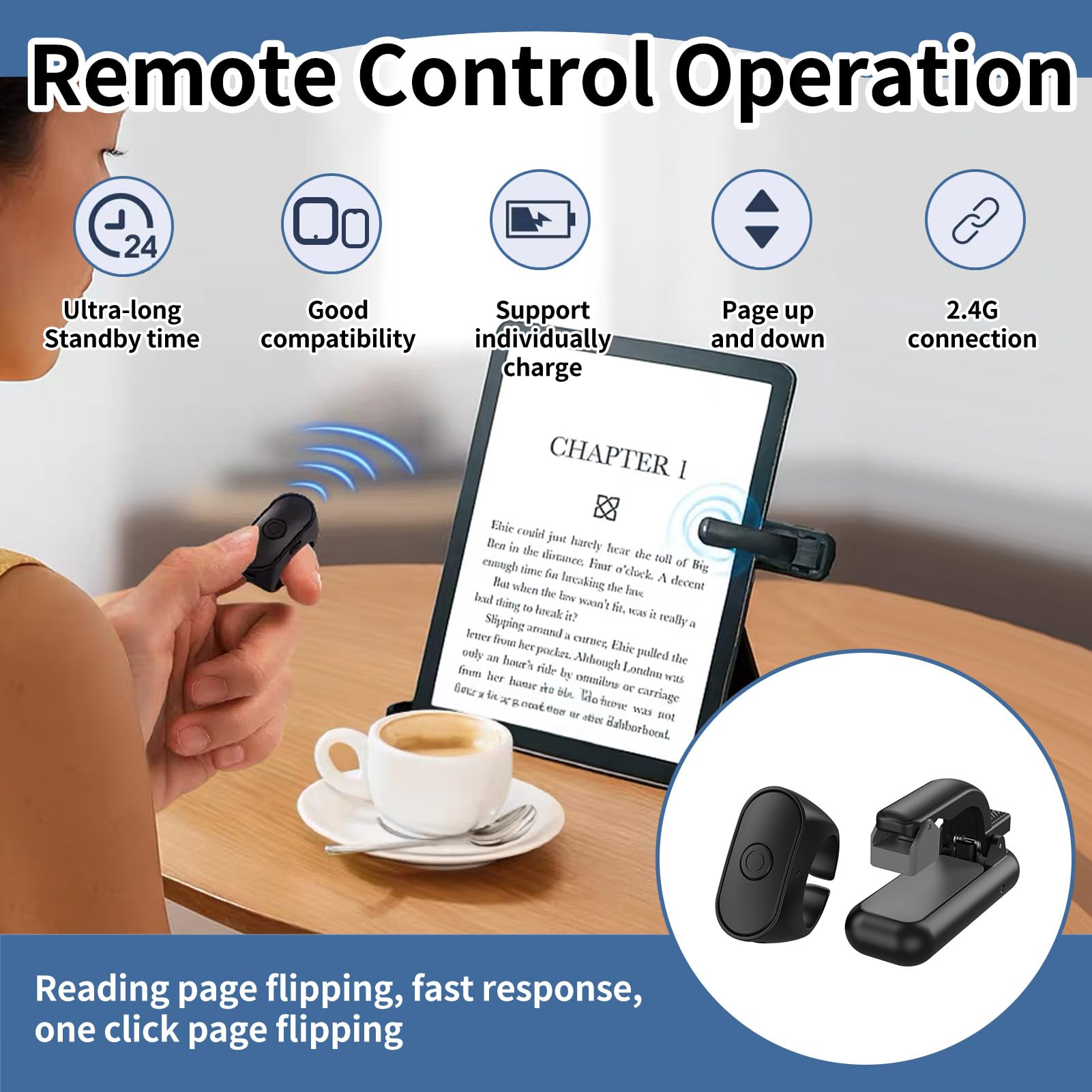 Control Remoto para Pasar Página para Lectura KO-bo Surf-Ace Cómics/Romanos IP-Hone Kin-dle Paperwhite Accesorios Scribe Oasis Pasapaginas para Distancia Ficción Cómic Fotografía — view 4