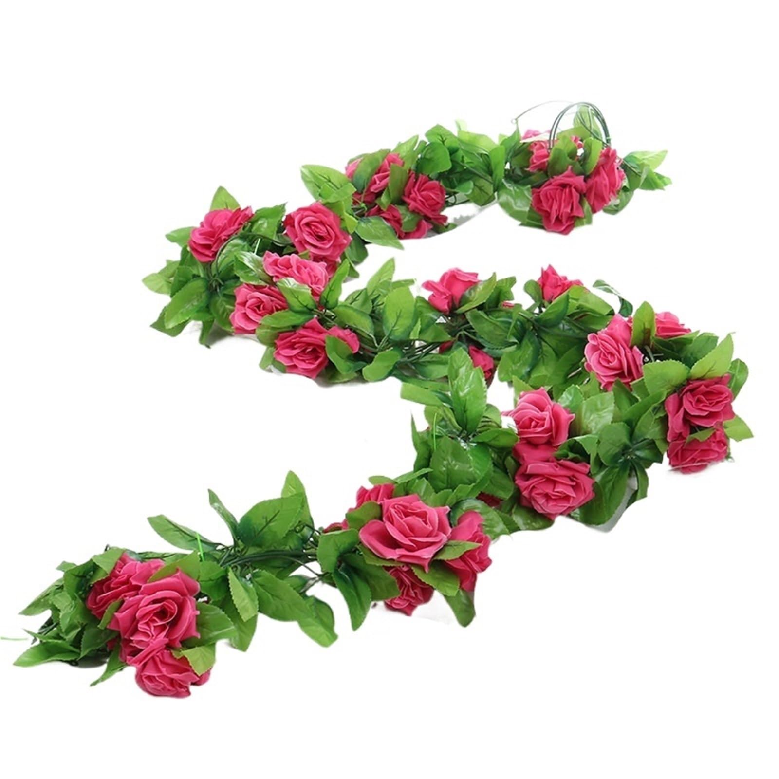 1/4 Stück 220 cm 9-köpfige simulierte Rosenrebe, leuchtende Farben und lebendige Farbtöne, Raumdekoration, Rot, Gelb, Weiß, Lila, Champagner, Rose, Rattan für Hochzeit, Deko(Rose red,4pcs)