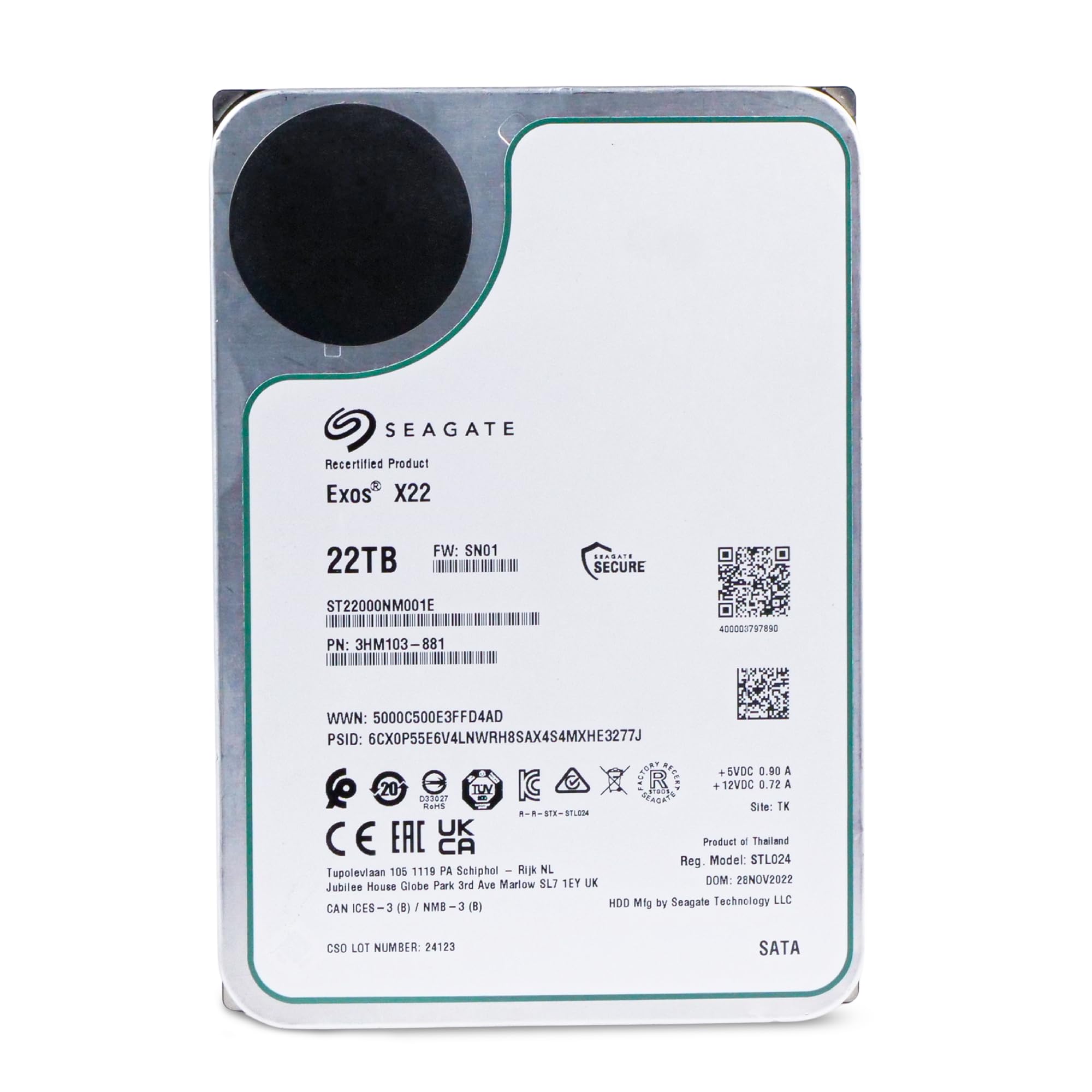 Amazon | Seagate EXOS X22 22TB SATA 3.5インチ 7200RPM 6GB/S 512E