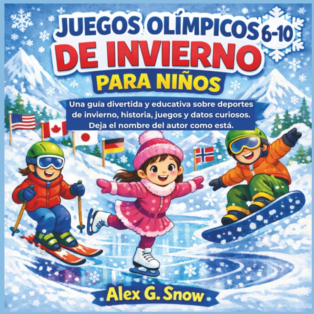 JUEGOS OLÍMPICOS DE INVIERNO PARA NIÑOS: Una guía divertida y educativa sobre deportes de invierno, historia, juegos y datos curiosos. Deja el nombre del autor como está