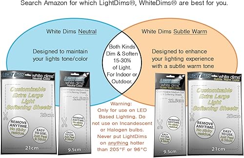 Miniatura 5 de LightDims White Dims - Hojas de atenuación/ablandamiento para luces LED duras, tamaño extra grande (2 hojas), embalaje al por menor de color cálido