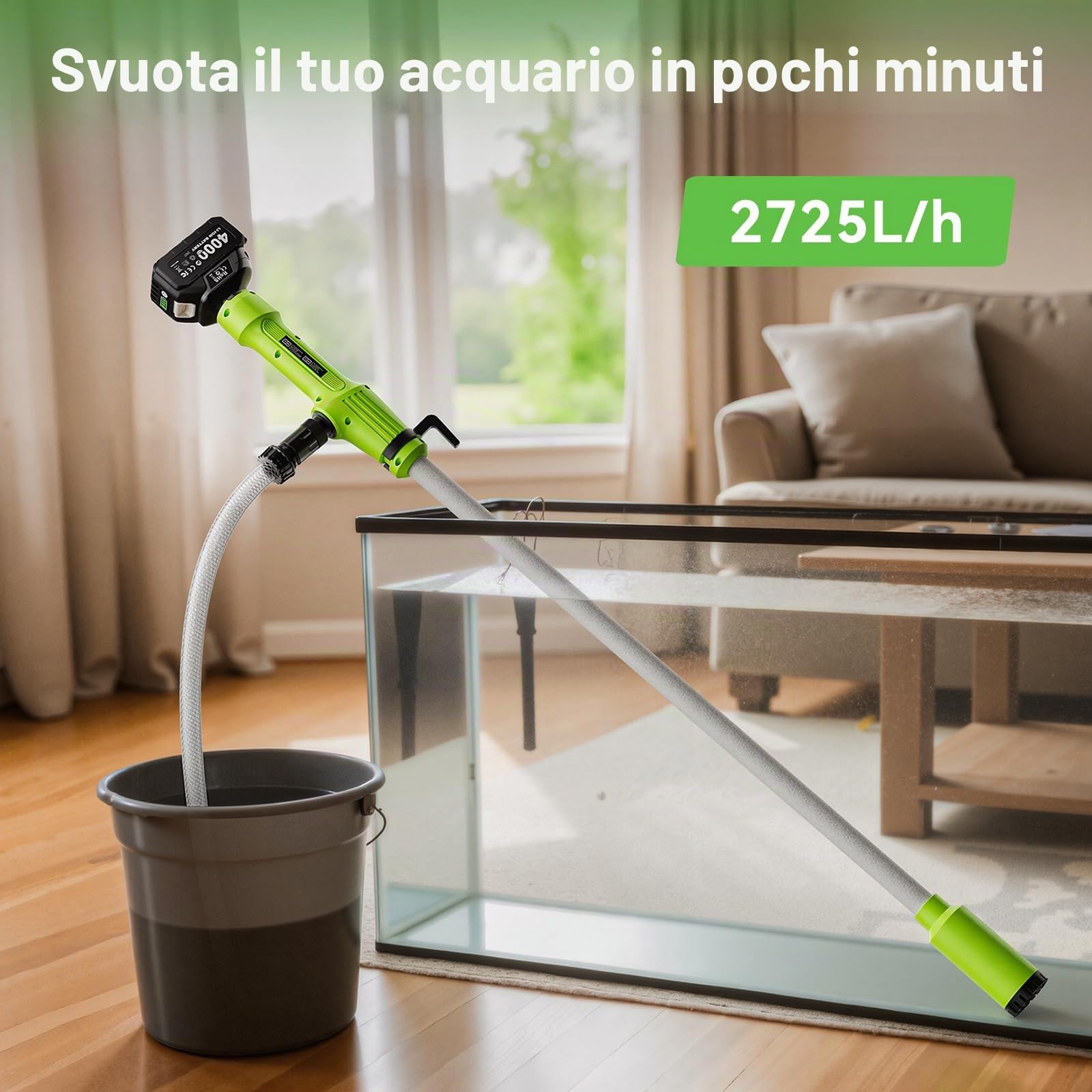 TaskStar Pompa di trasferimento dell'acqua del bastone senza fili ad alto flusso potente pompa di pozzetto alimentata a batteria per piscina stagno giardino