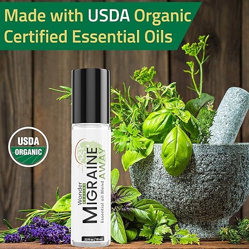 Miniatura 6 de Alivio  Mezcla de aceites esenciales de lavanda, menta y mejorana totalmente naturales, para aliviar dolores de cabeza, listo para usar, 0.3 onzas