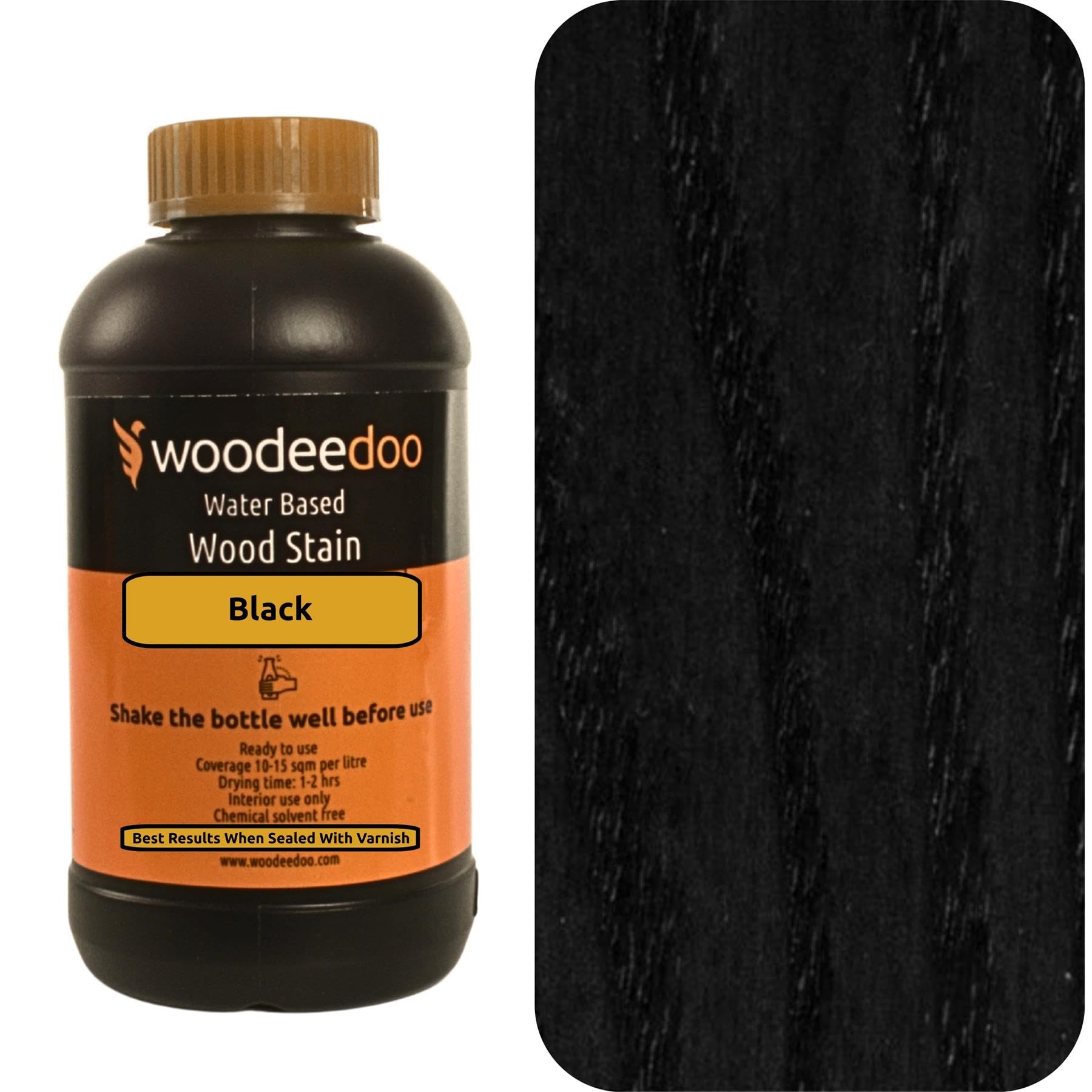 Woodeedoo Black Water Based Wood Stain | Wood Dye | Ready To Use | Environmentally Friendly | Solvent Free | Odour Free | 450 Ml |
