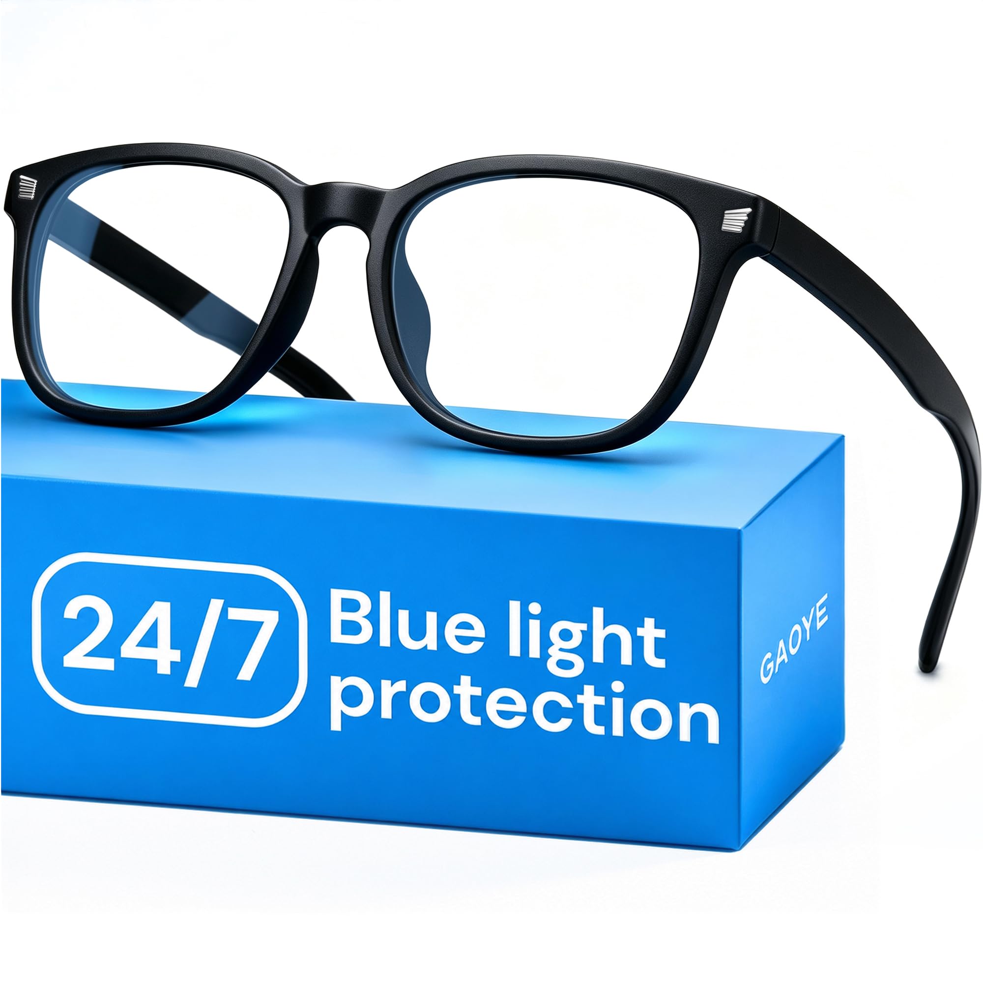 Gaoye Blue Light Blocking Glasses – Fashion Square Fake Eyeglasses, Anti UV Ray Computer Gaming Glasses, Blue Blockers Glasses for Women/Men (nero opaco), matte black, m