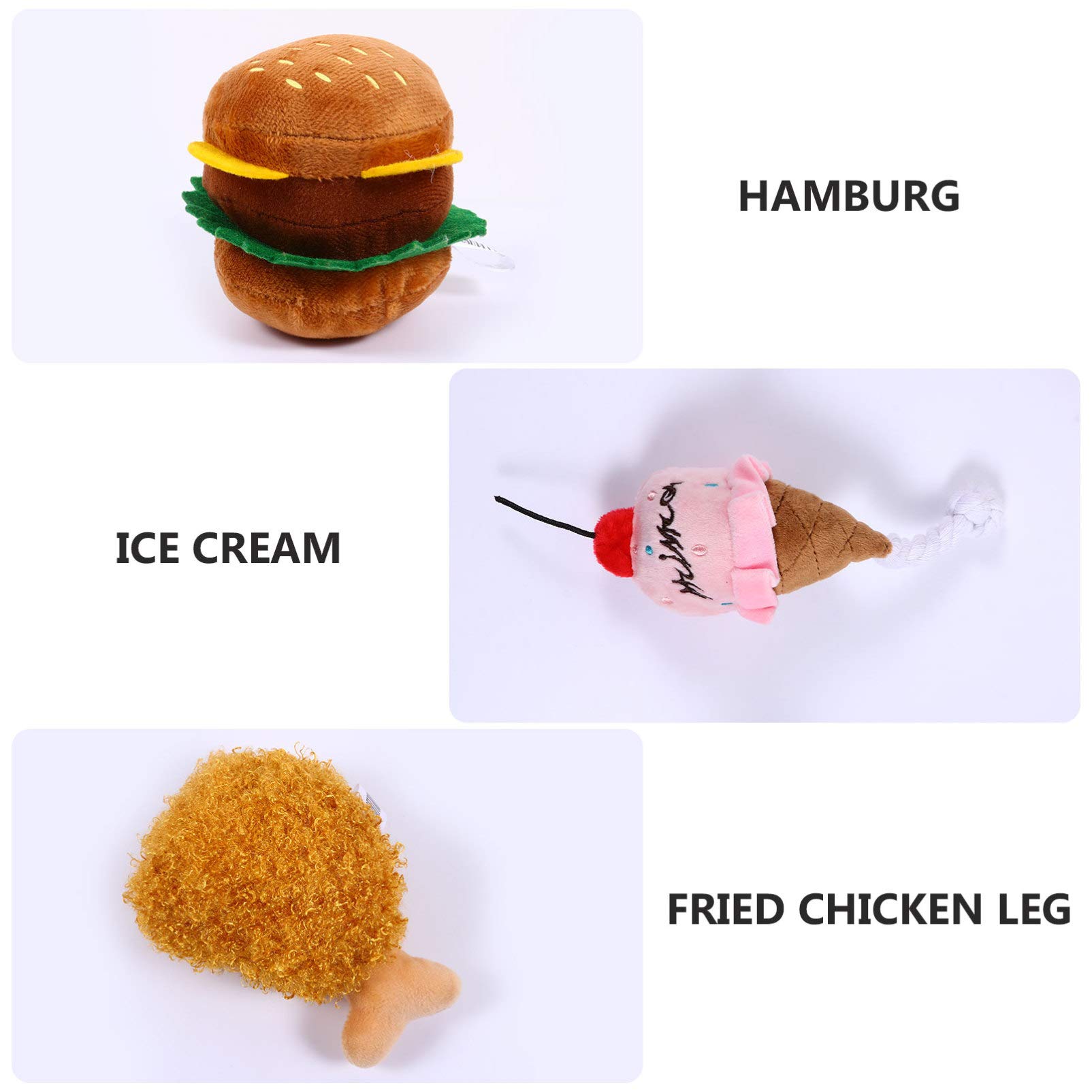 Mipcase 9stücke Teiliges Set Weichen Plüschspielzeugen Für Hunde Und Katzen Imitation Von Lebensmitteln Burger Hähnchen Eiscreme Mit Quietschfunktion Für Interaktive Spiele Und