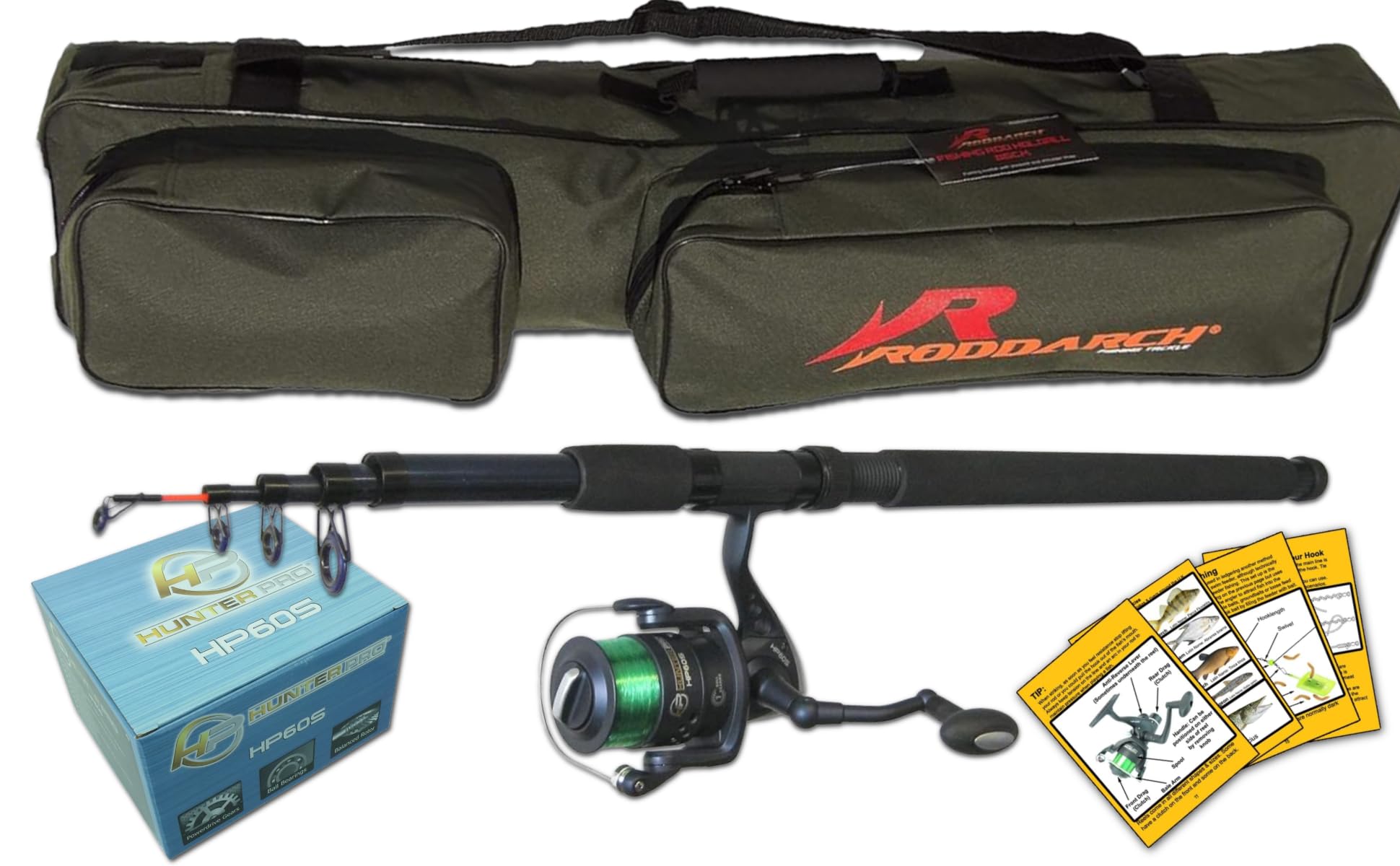 Travel Sea Fishing Kit: 10 ft Telescopic Surf Ace Rod and HP60S Reel with 85 cm Padded Rod Holdall