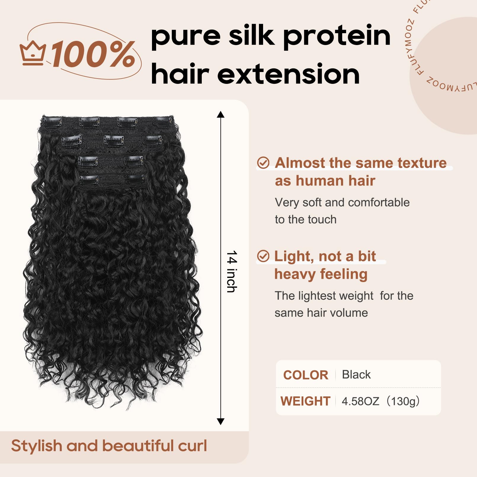FLUFYMOOZ 4PC Clip in Hair Extensions - Image 3