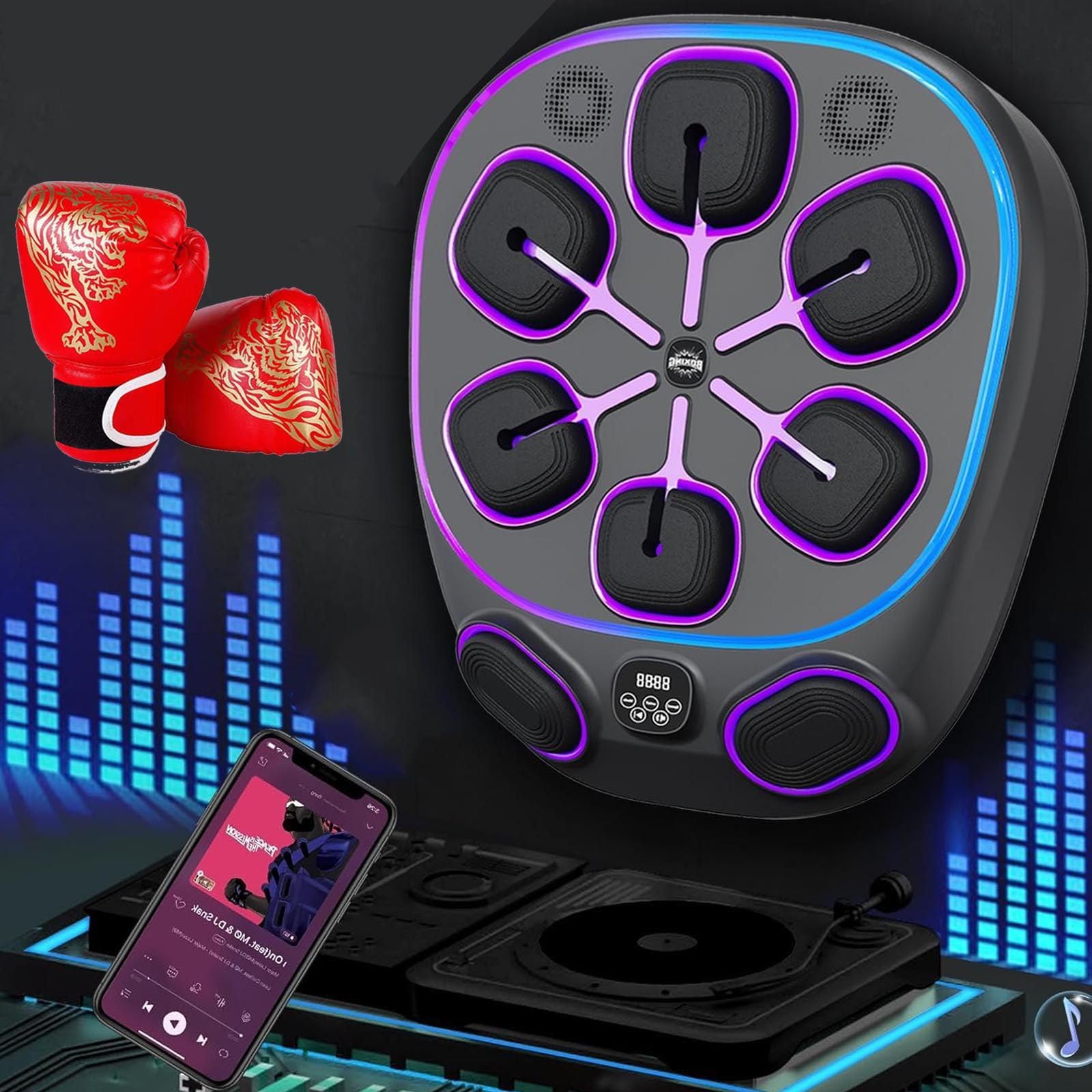 Objetivo De Boxeo MúSica ElectróNica | Entrenador Inteligente Con Bluetooth Para Montar Pared | 9 Modos De Entrenamiento/Conteo | Almohadilla De Boxeo Resistente | Para El Hogar/Gimnasio ,A
