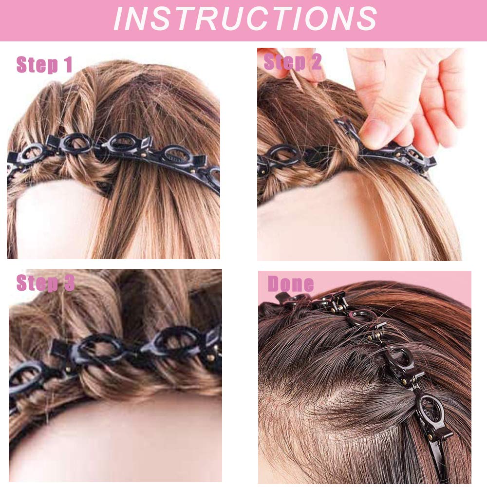 2 fasce per capelli con clip, colore nero, doppia frangia, forcina per capelli con clip, fascia per capelli a doppio strato per donne