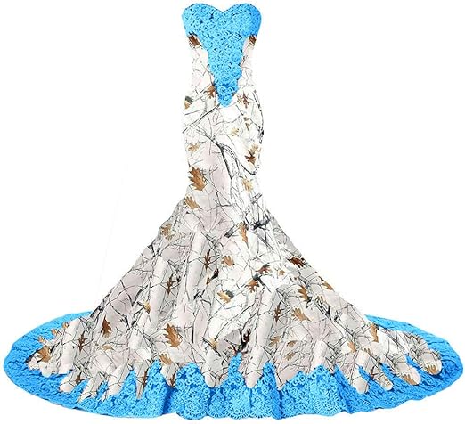 camo mermaid wedding dress