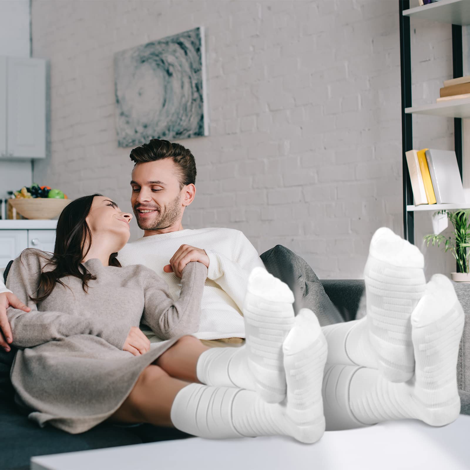 Chuarry Scrunch - Calcetines de fútbol antideslizantes para hombre, calcetines de fútbol extralargos, calcetines de fútbol por encima de la rodilla, atléticos (blanco, 4 pares), Blanco, talla única
