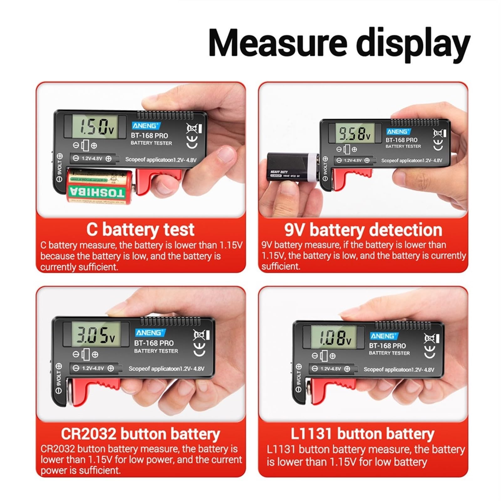 BT-168 POR Tester di capacità della batteria al litio digitale Analizzatore di carico a scacchi Display di controllo Test universale for pile a bottone AAA AA