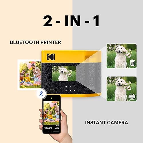 Miniatura 3 de KODAK Mini Shot 4 ERA 4PASS - Cámara instantánea 2 en 1 e impresora fotográfica (4 x 4) (amarillo, cámara + 10 hojas)
