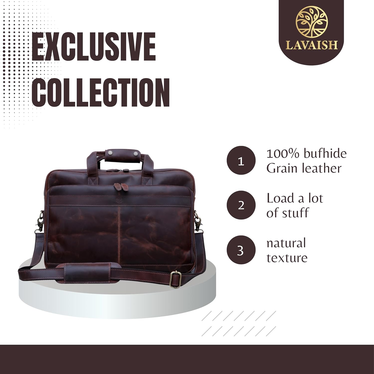 Handmade Full-Grain Leather Briefcase for Men & Women–17" Laptop Bag with Computer Compartment Office Satchel Bag - Image 8