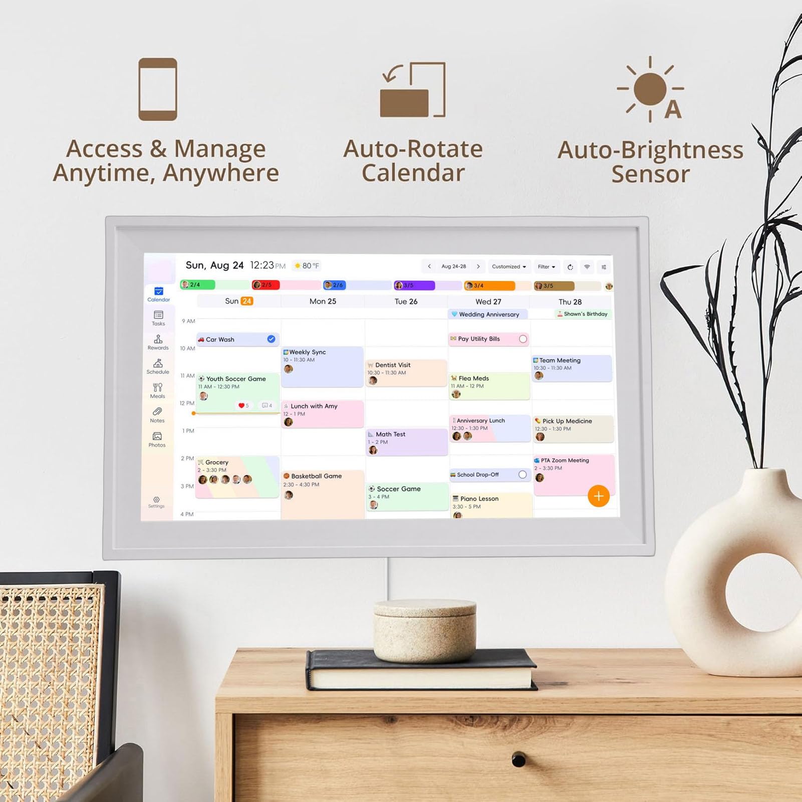 Grafico dei Lavori del Calendario Digitale WiFi Touch Screen da 15,6 Pollici per Famiglie con Allarme Forte