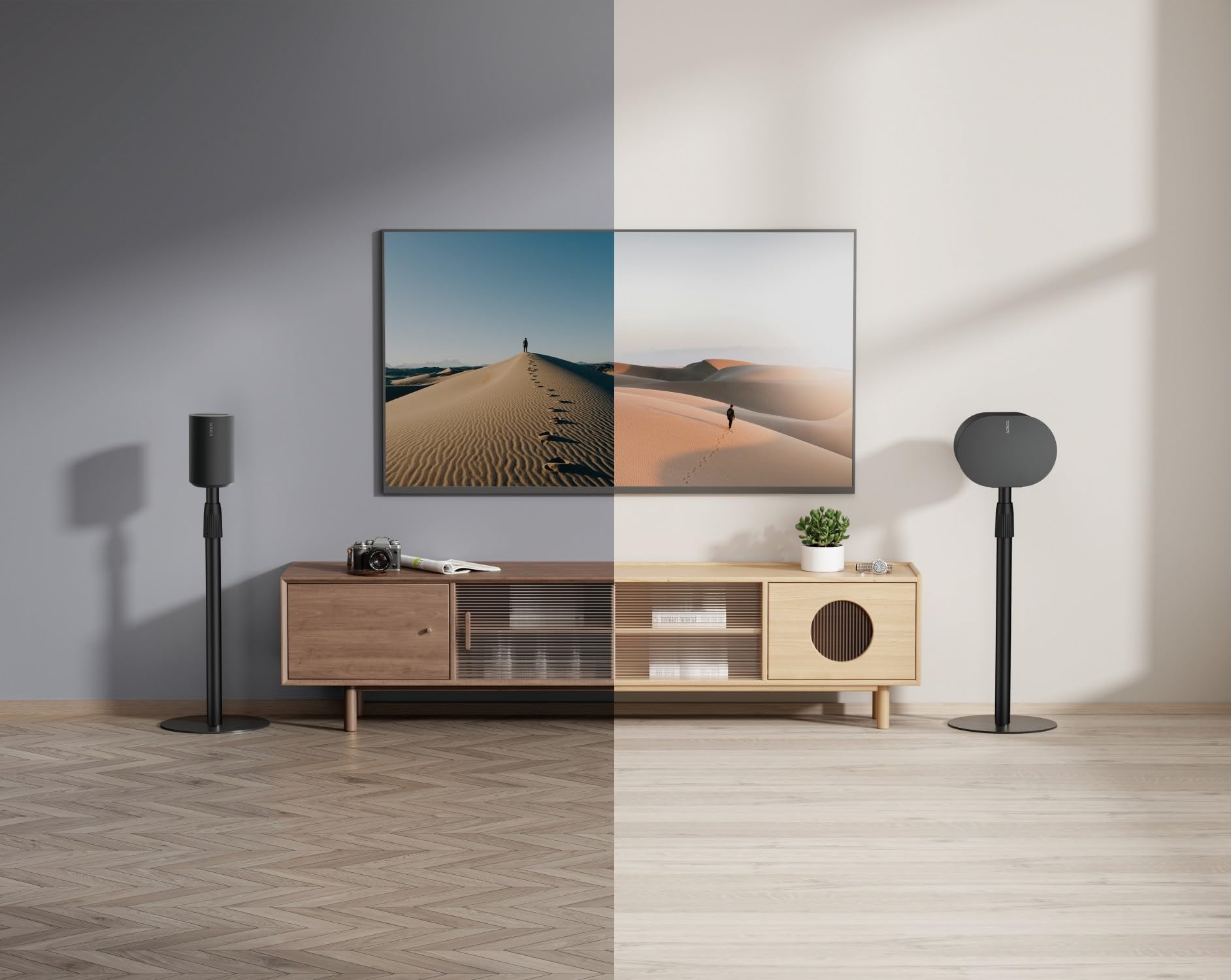 ARLI 2 supporti per altoparlanti compatibili con Sonos Era 100 e 300 regolabili in altezza nero gestione cavi