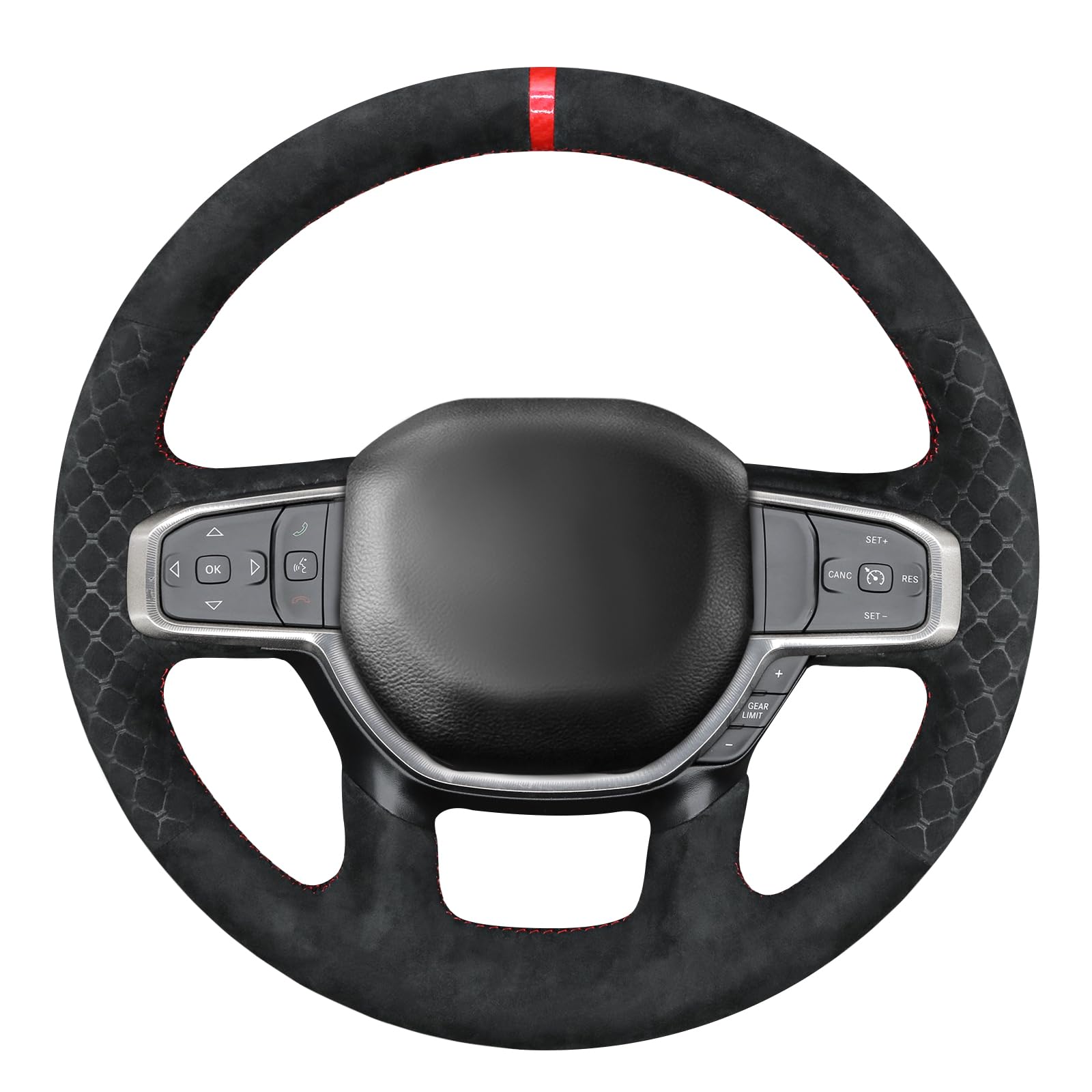 MEWANT Ręcznie szyty pokrowiec na kierownicę do Dodge Ram 1500 2019-2023, akcesoria do kierownicy Dodge Ram (tył bez przycisków)