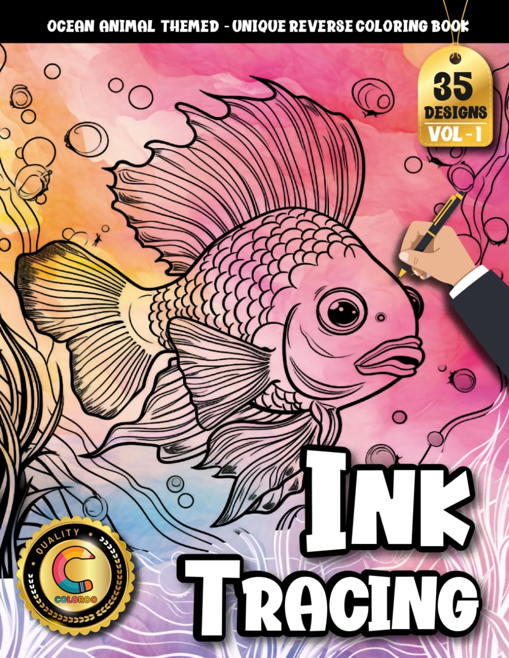COLOROO Ink Tracing Book: Ocean Animals for Calm Focus and Creative Relaxation: Tracing coloring book adult for peaceful art sessions | Boost ... line work (Ocean Animal Tracing Series)