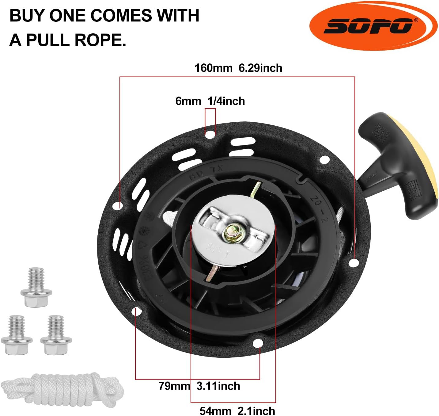 SOFO Pull Start Assembly for Champion 196cc 208cc 212cc 224cc 3000 3500 4000 4500 Watt 5.5hp 6.5hp Engine CPE Generator Water Pump Pressure Washer Recoil Starter Pull Cord Replacement