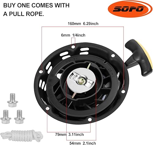 Vista 2 de Conjunto de arranque de tracción para Champion 196cc 208cc 212cc 224cc 3000 3500 4000 4500 vatios 5.5hp 6.5hp motor CPE generador bomba de agua