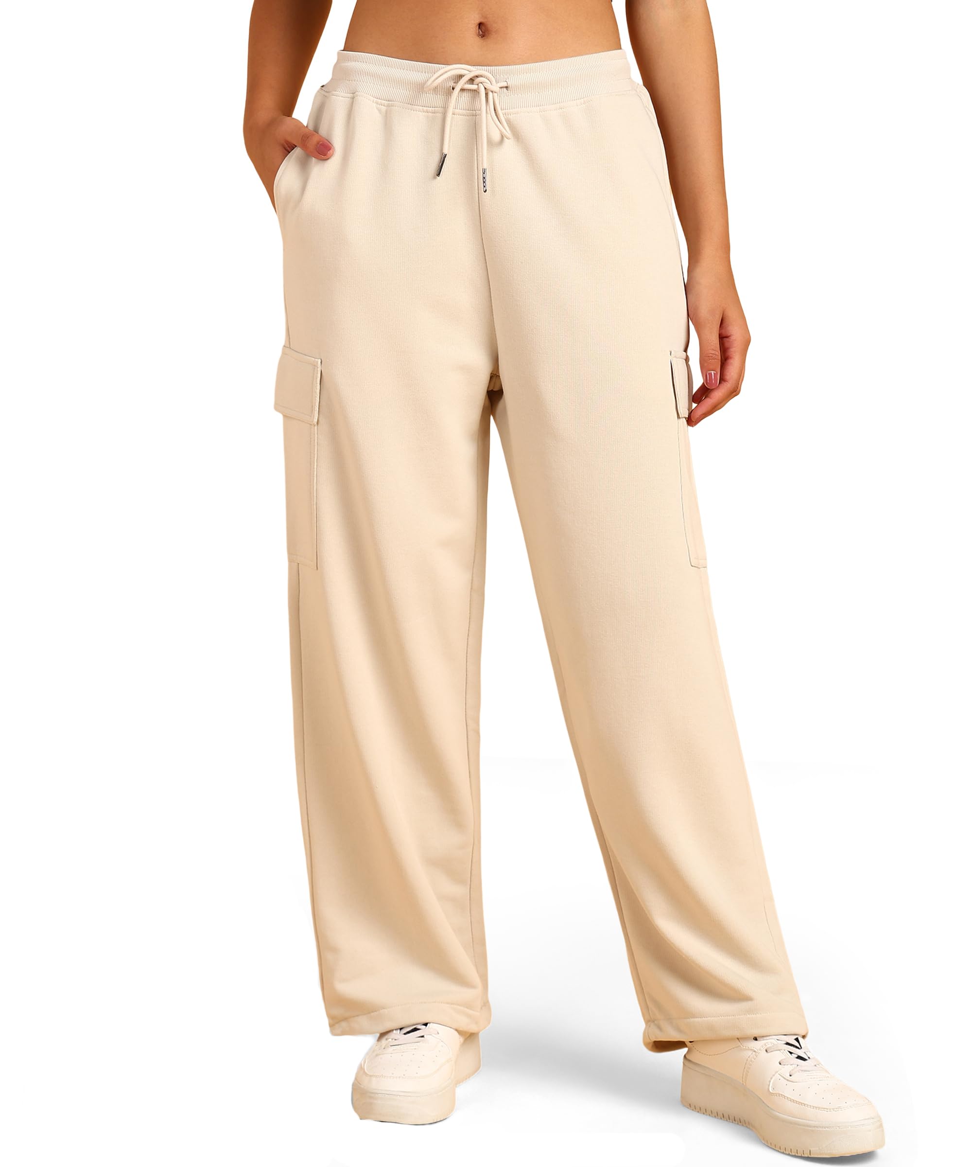 Women's Regular Fit low Rise Solid Cargo Pants with Adjustable Cuffs-image-35