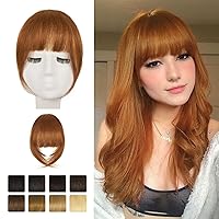 Vista 8 de BARSDAR Flequillo de cabello humano real con clip, 100% cabello humano con clip para mujer, extensiones de flequillo negro natural, extensiones