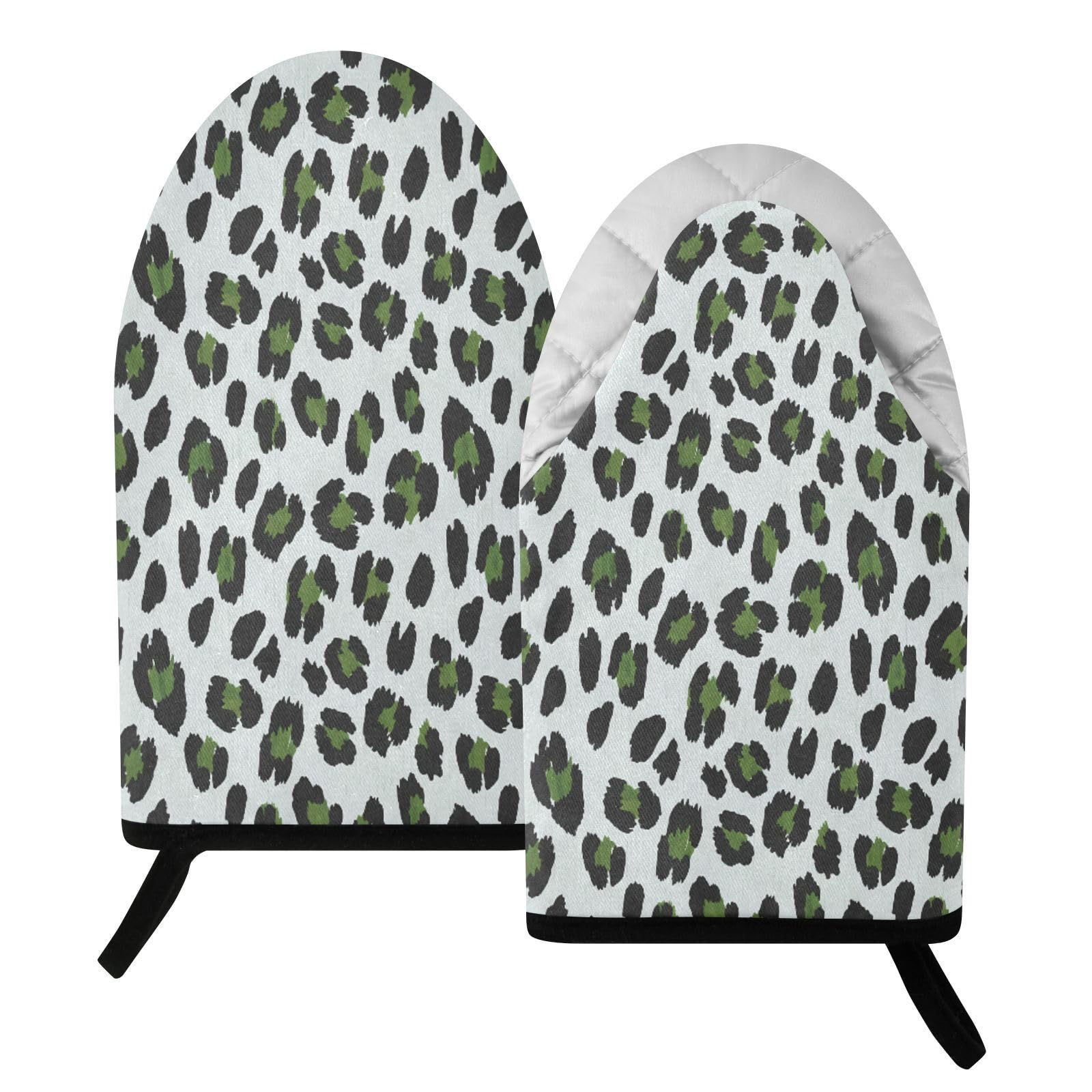 BURSTDDY Leopard Print Oven Mitt,Heat Resistant Kitchen Mitts for Cooking