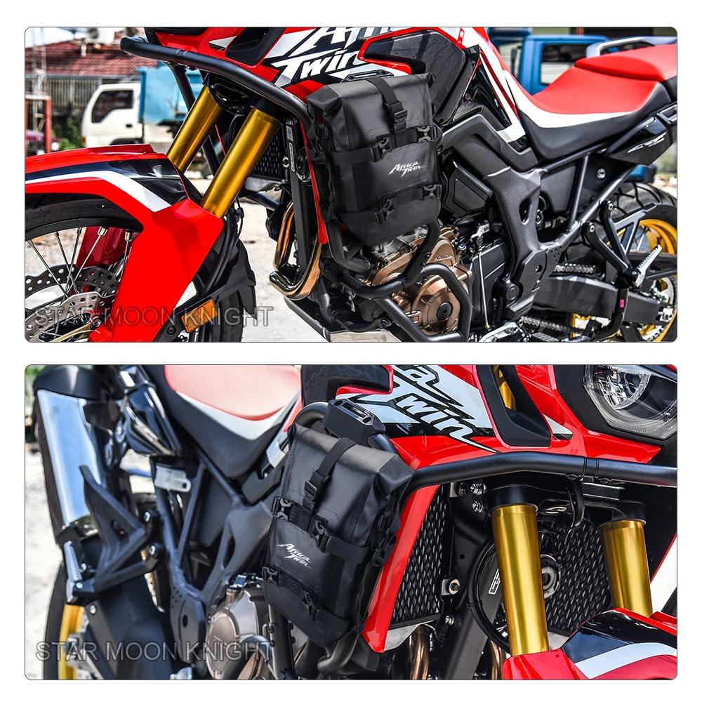 CRF1000L wodoodporna skórzana torba Crash Bar do Honda CRF1100L CRF 1100L Africa Twin Adventure Sports TPU torby do przechowywania na ramę, akcesoria (czarny -Africa Twin)