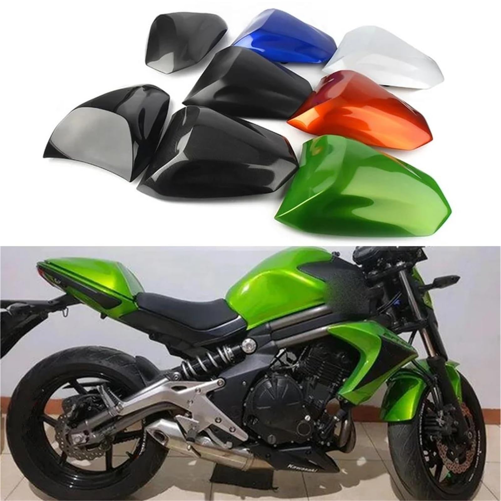 Motorrad Soziusabdeckung Für Kawasaki Für Ninja 650 Für ER6F Für ER6N 12-16 Motorrad Hinten Sitz Abdeckung Hinten Passagier Gugel Sitz Zurück Abdeckung Verkleidung Soziusabdeckung(GRÜN)